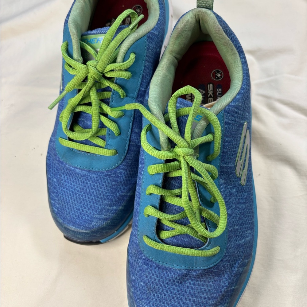 Skechers Blue and Lime Green Sneakers